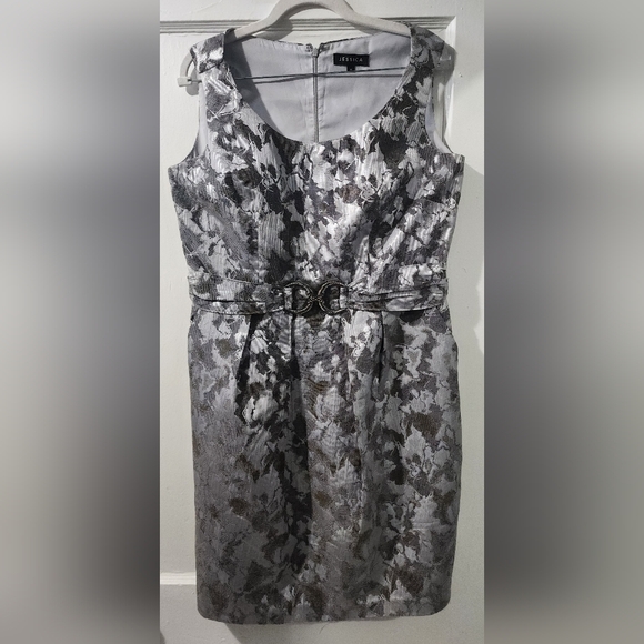 Jessica Silver and Black Floral Dress - Picture 1 of 3